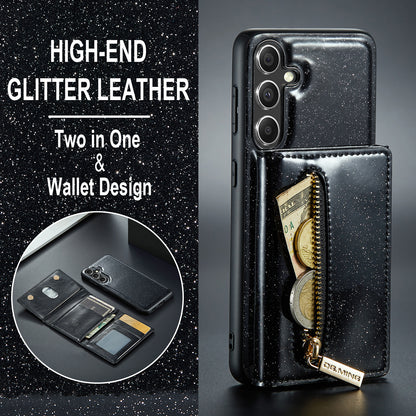 Glitter Leather 2-in-1 Wallet Zipper Galaxy S23 FE Case Detachable