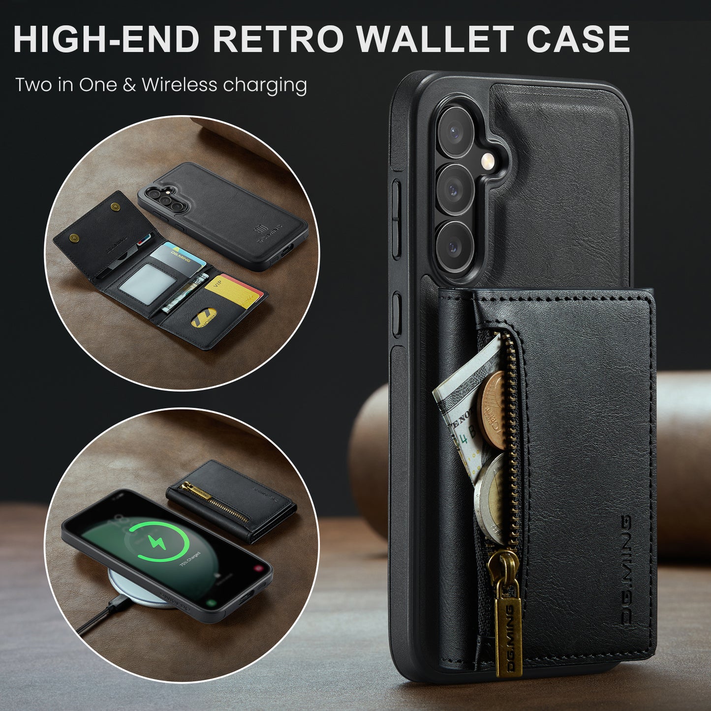 Wallet Detachable Tri-fold Galaxy S23 FE Case Muilti Card Slots