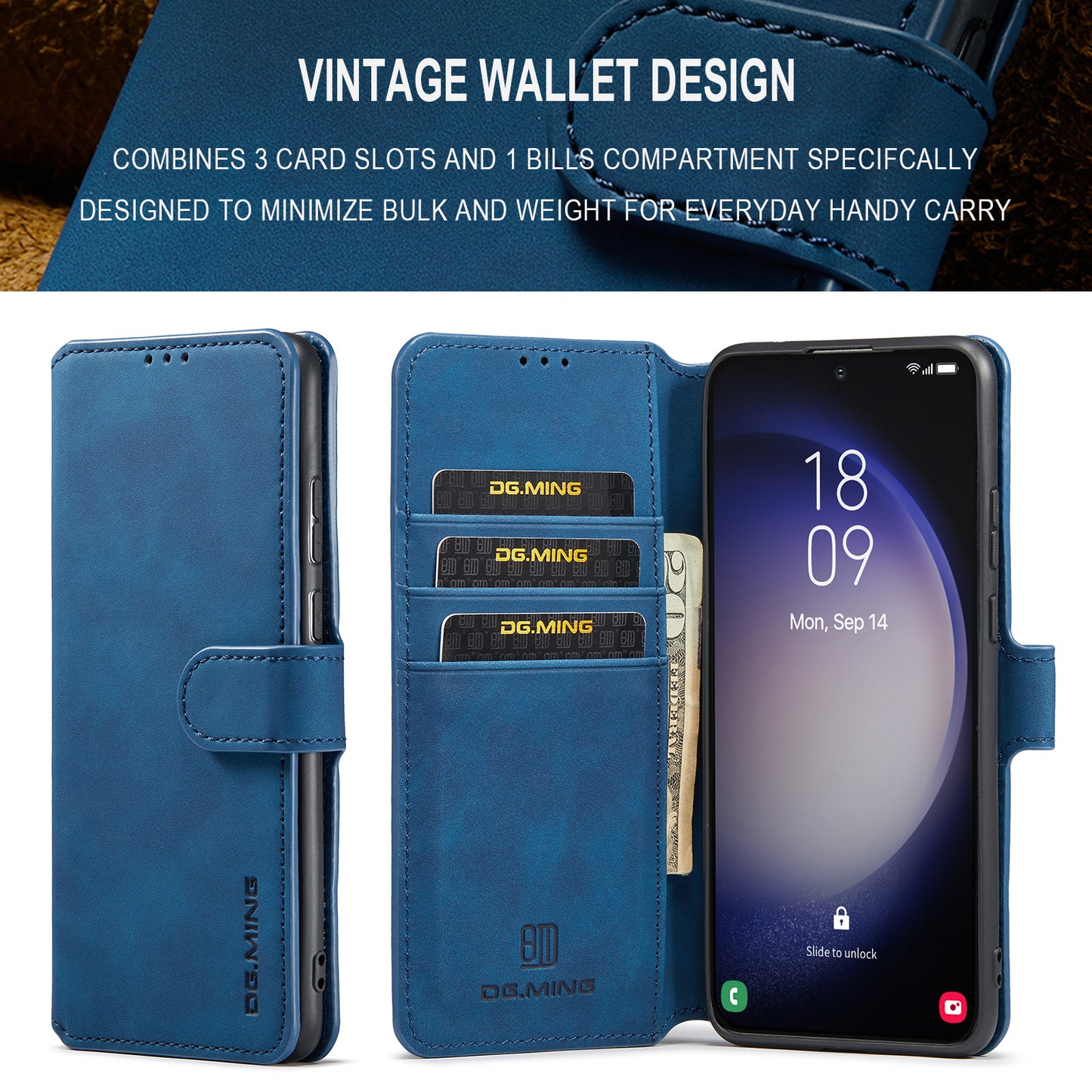 Retro Leather Edge Galaxy S23 Case with Hand Strap