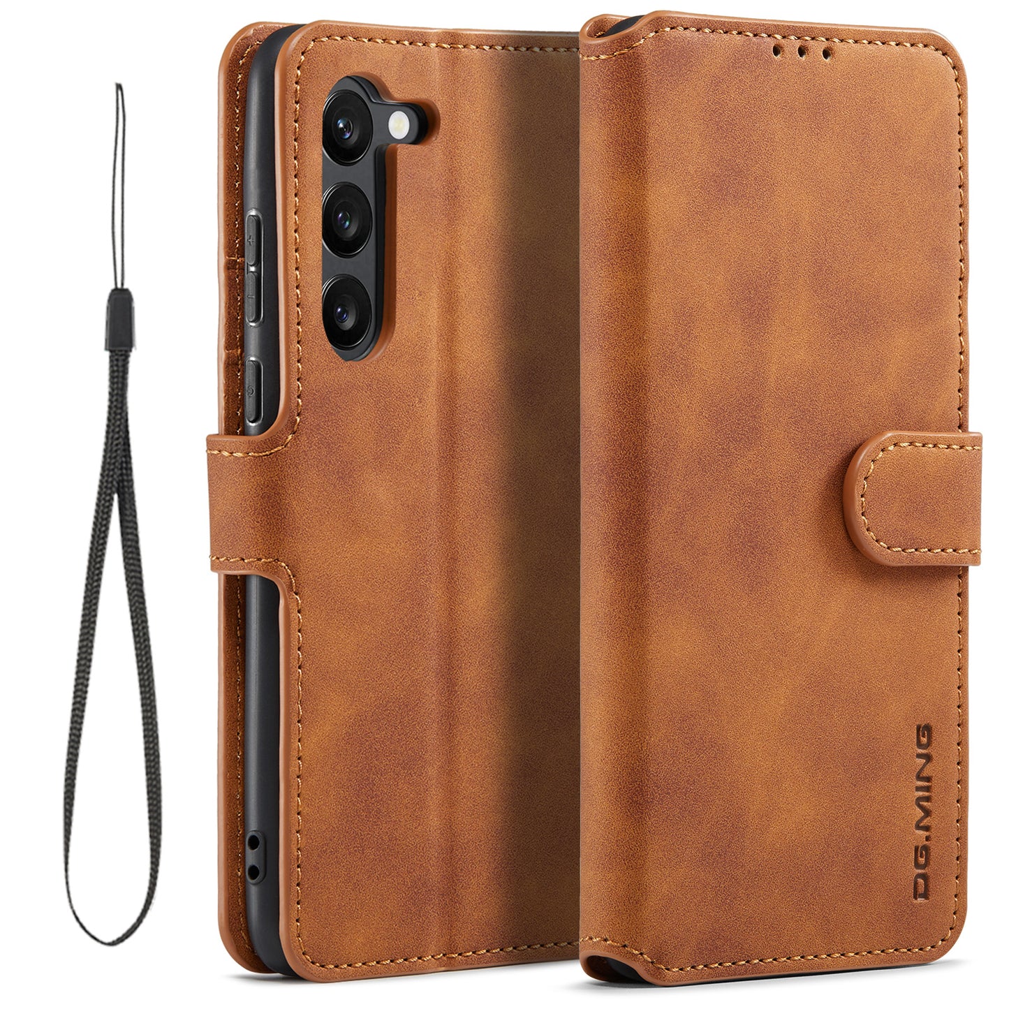 Retro Leather Edge Galaxy S23 Case with Hand Strap