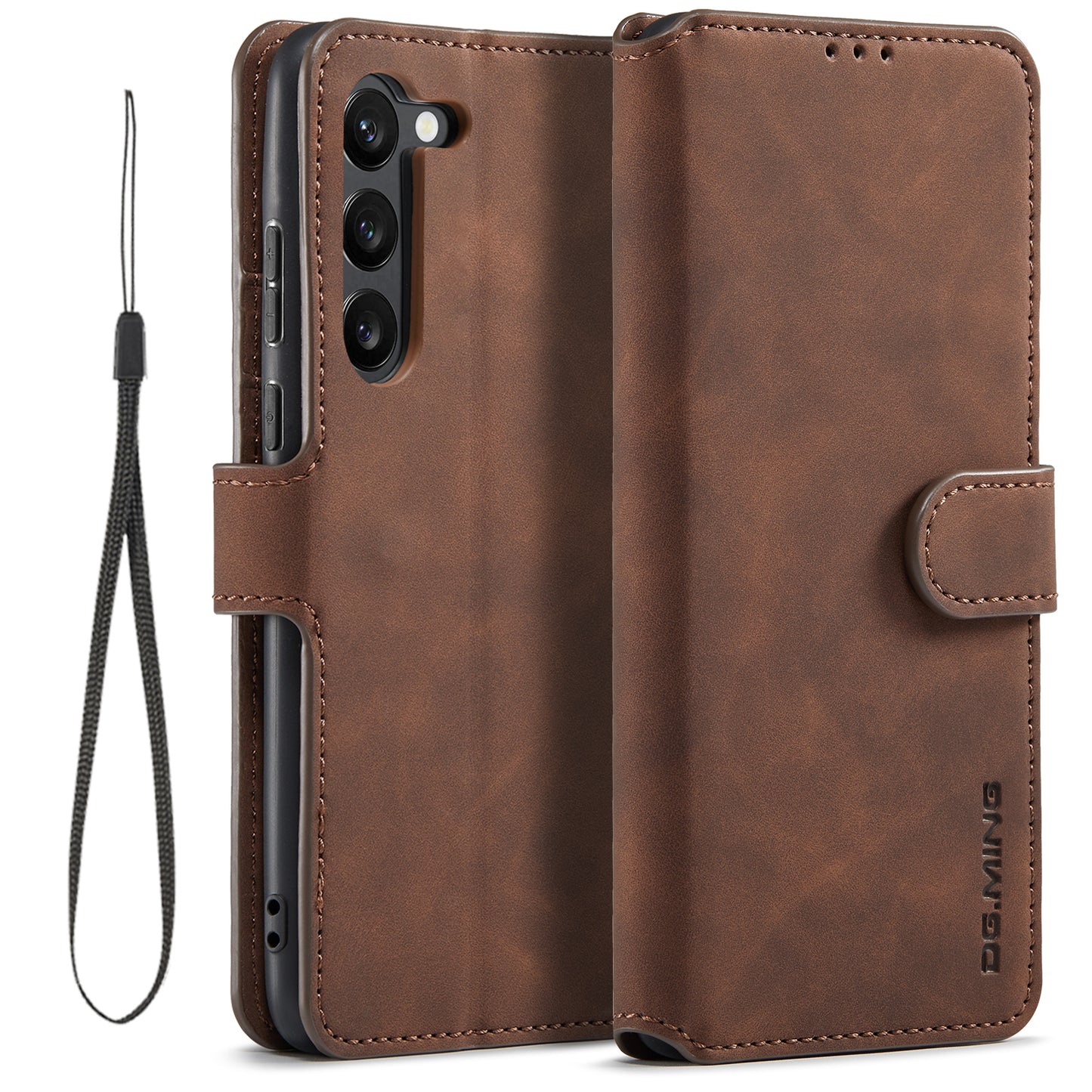 Retro Leather Edge Galaxy S23 Case with Hand Strap