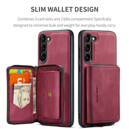 Magnetic Removable Zipper Wallet Galaxy S23+ Case Leather Back