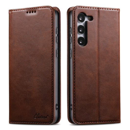 Calfskin Simple Wallet Galaxy S24 Case RFID Magnetic