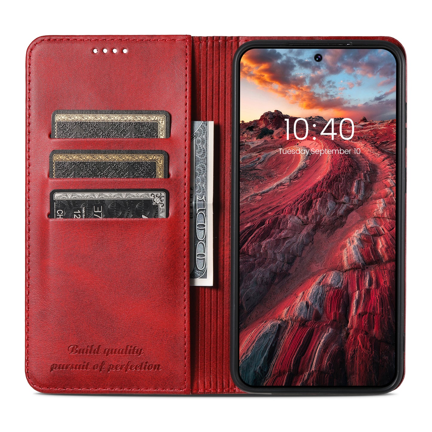 Calfskin Simple Wallet Galaxy S23+ Case RFID Magnetic