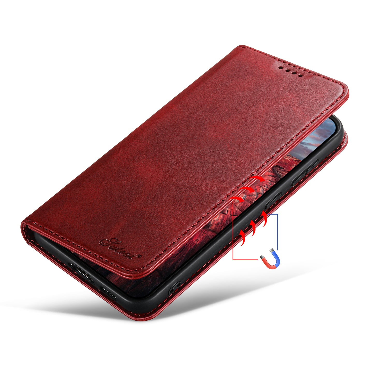 Calfskin Simple Wallet Galaxy S24+ Case RFID Magnetic