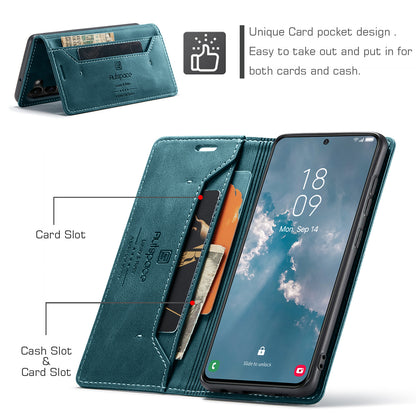 Luxury Retro Leather Galaxy S23+ Case Magnetic Buckle RFID