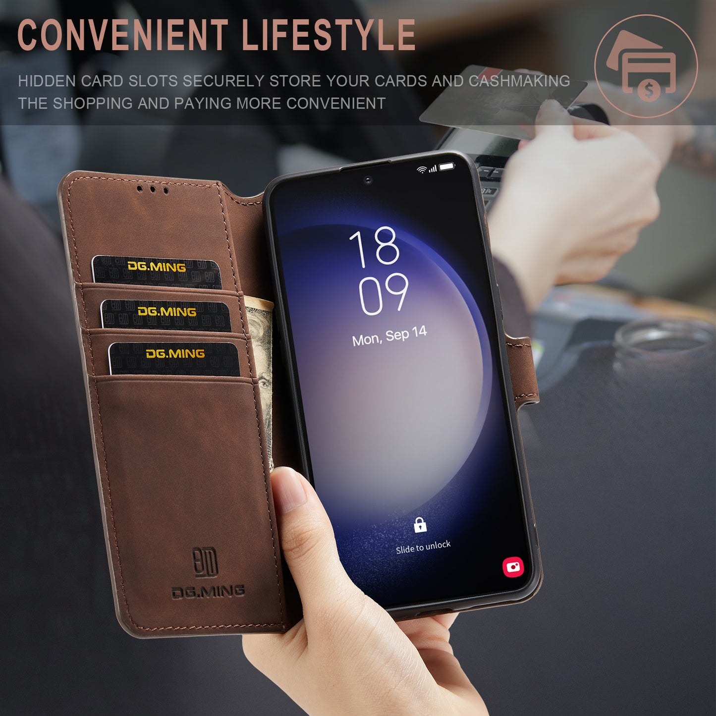 Retro Leather Edge Galaxy 23+ Case with Hand Strap