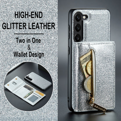 Glitter Leather 2-in-1 Wallet Zipper Galaxy S24+ Case Detachable