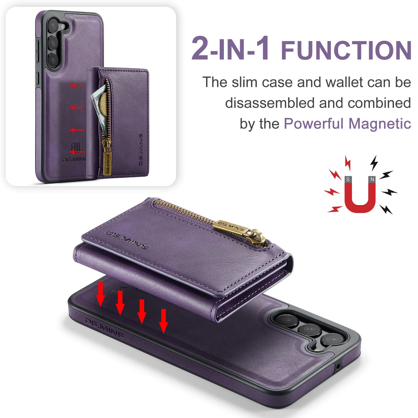 Wallet Detachable Tri-fold Galaxy S23 Case Muilti Card Slots