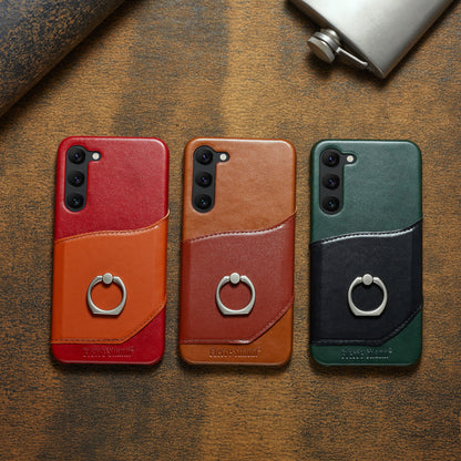 Knight Crow Genuine Leather Galaxy S23 Case Ring Holder