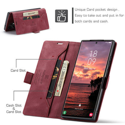 Luxury Retro Leather Galaxy S23 Ultra Case Magnetic Buckle RFID