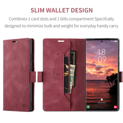 Luxury Retro Leather Galaxy S23 Ultra Case Magnetic Buckle RFID