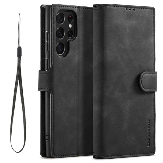 Retro Leather Edge Galaxy 23 Ultra Case with Hand Strap