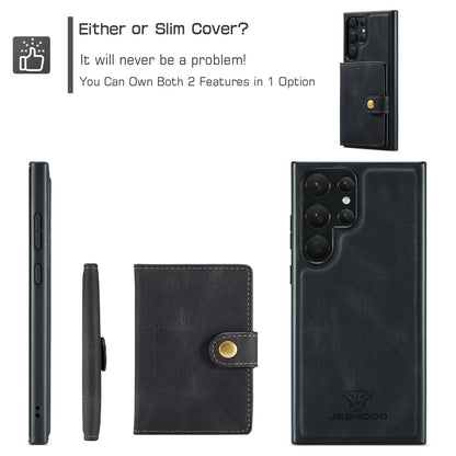 Magnetic Detachable Card Holder Galaxy S22 Ultra Case Leather Flip