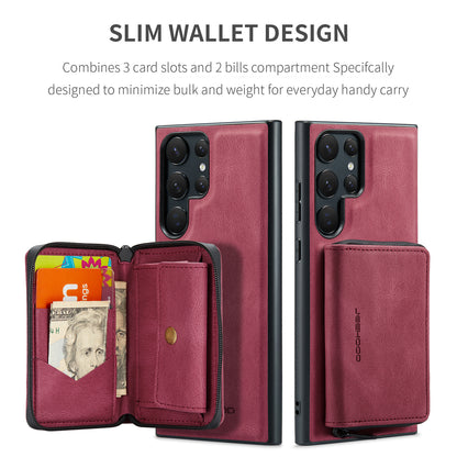 Magnetic Removable Zipper Wallet Galaxy S23 Ultra Case Leather Back