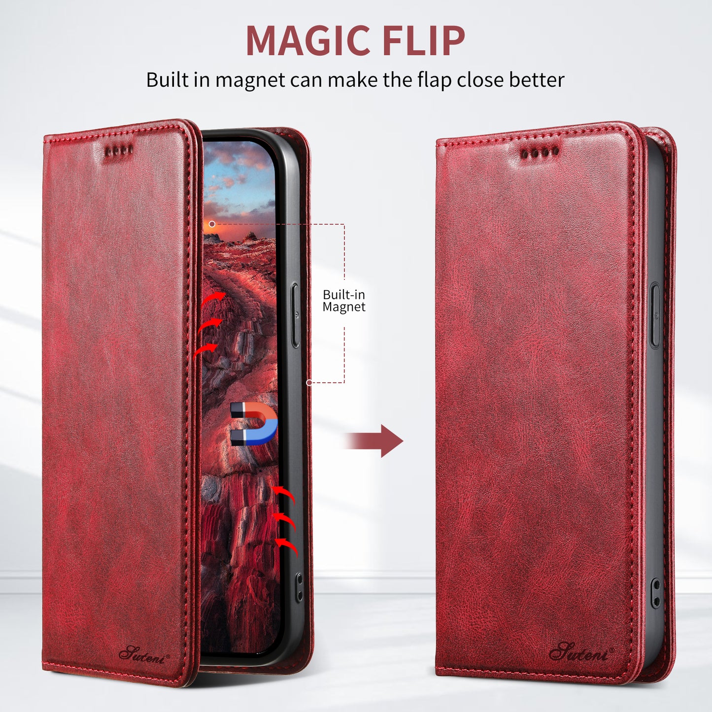 Magic Flip Leather Galaxy S23 Ultra Case Wallet Stand