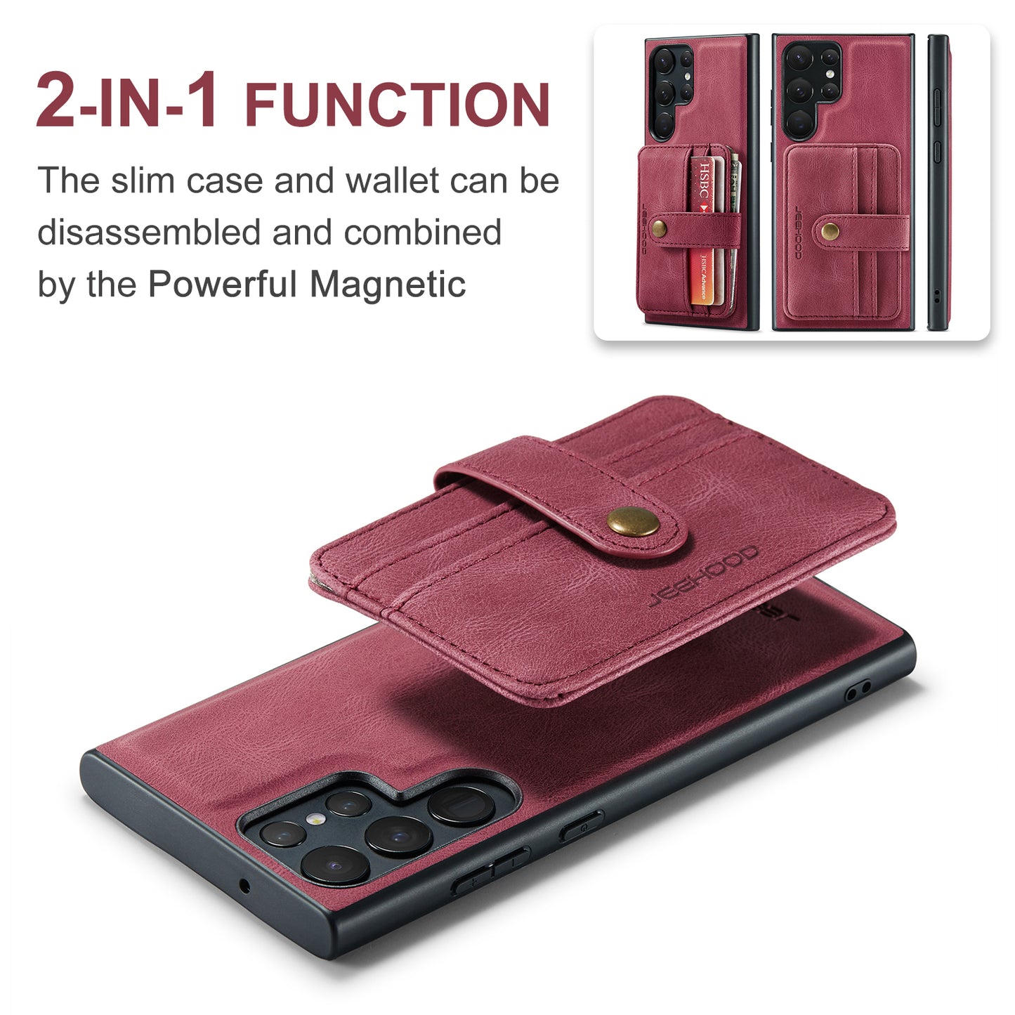 Powerful Magnetic Card Holder Galaxy S23 Ultra Case Detachable