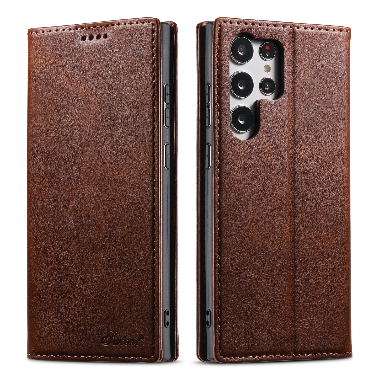 Calfskin Simple Wallet Galaxy S23 Ultra Case RFID Magnetic