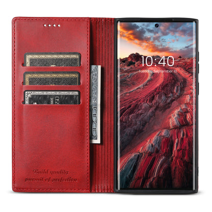 Calfskin Simple Wallet Galaxy S23 Ultra Case RFID Magnetic