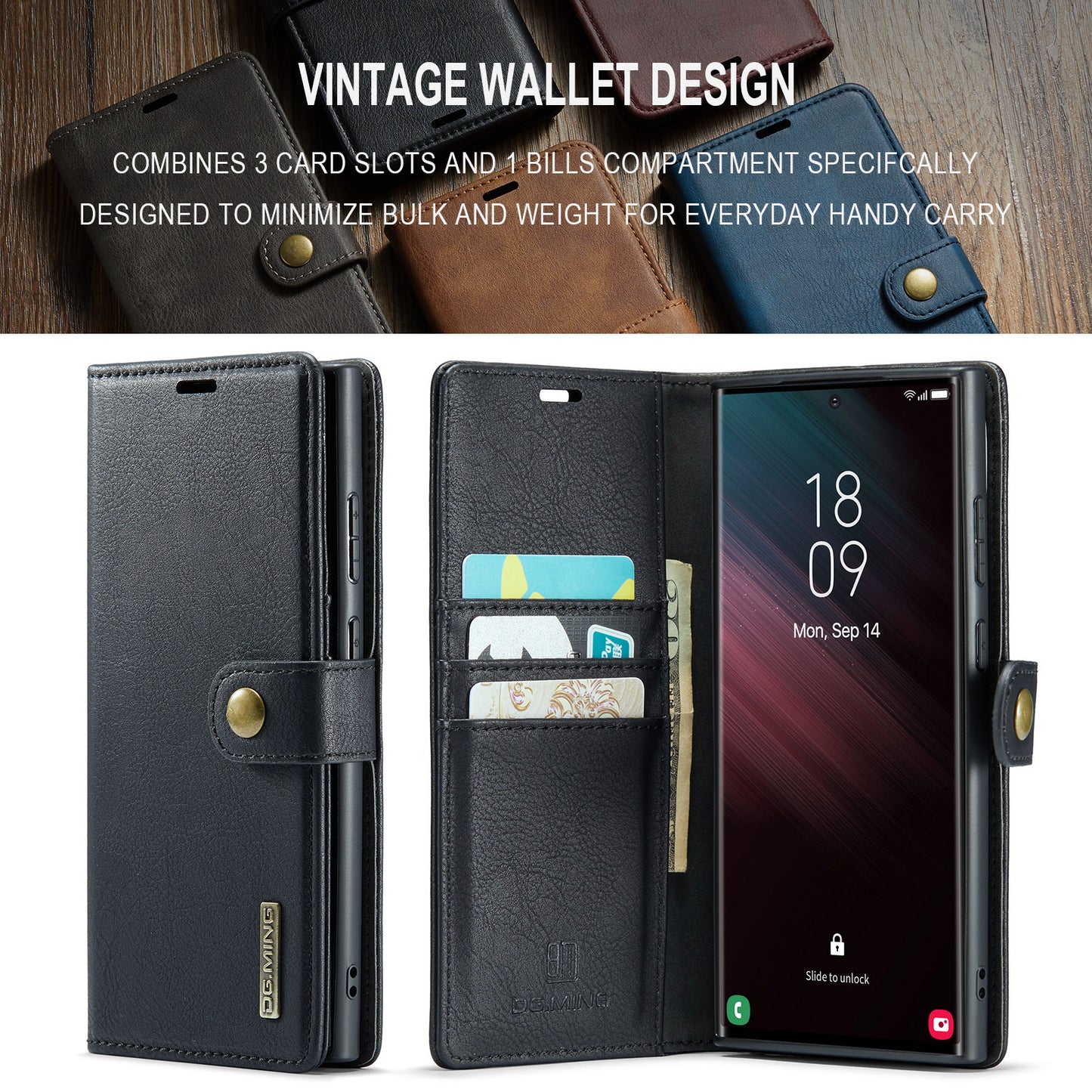 Wallet Detachable 2 In 1 Buckle Galaxy S23 Ultra Case Magnetic