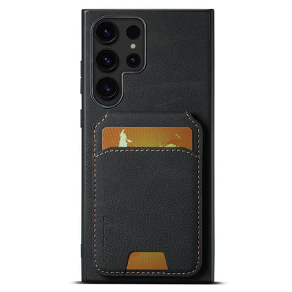 Litchi Leather Card Bag Galaxy S22 Ultra Case Magnetic