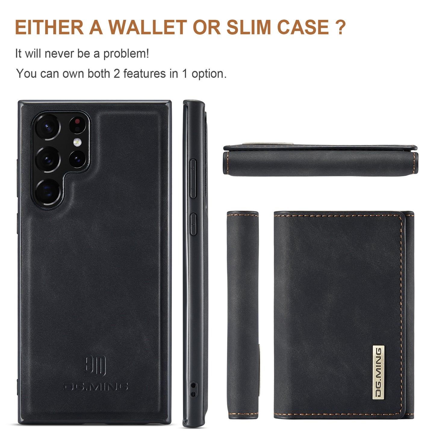 Retro Detachable Fold Wallet Galaxy S23 Ultra Case Magnetic Clip