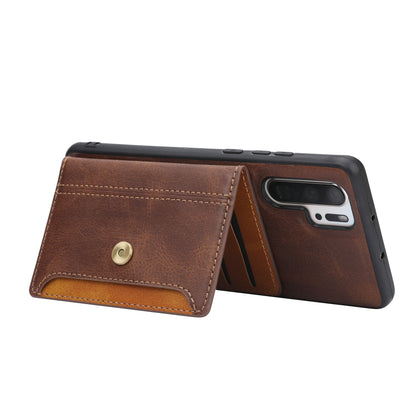 Buckle Retro Leather Galaxy S23 Ultra Case Stand Multi-card Slots