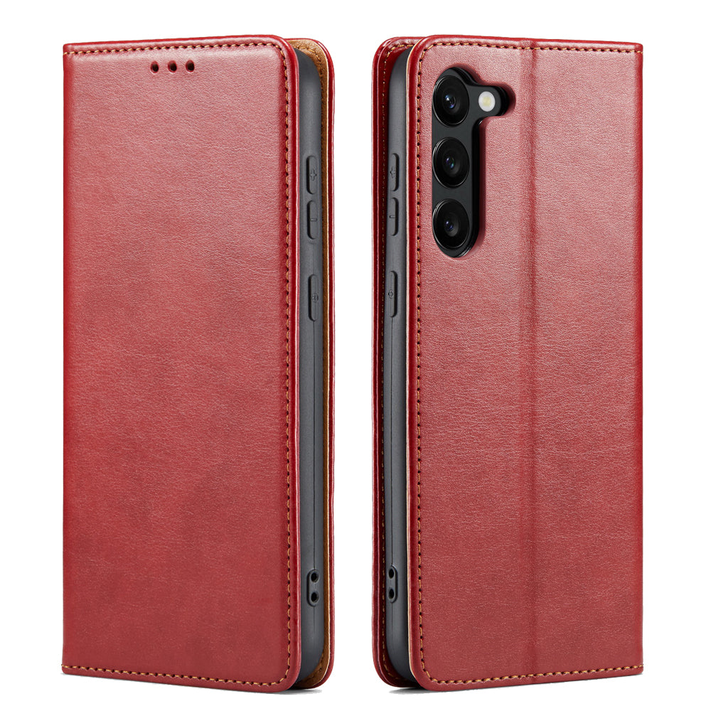 PU Leather Galaxy S23+ Case Wallet Stand Texture Deluxe