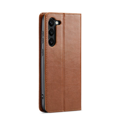 PU Leather Galaxy S23+ Case Wallet Stand Texture Deluxe