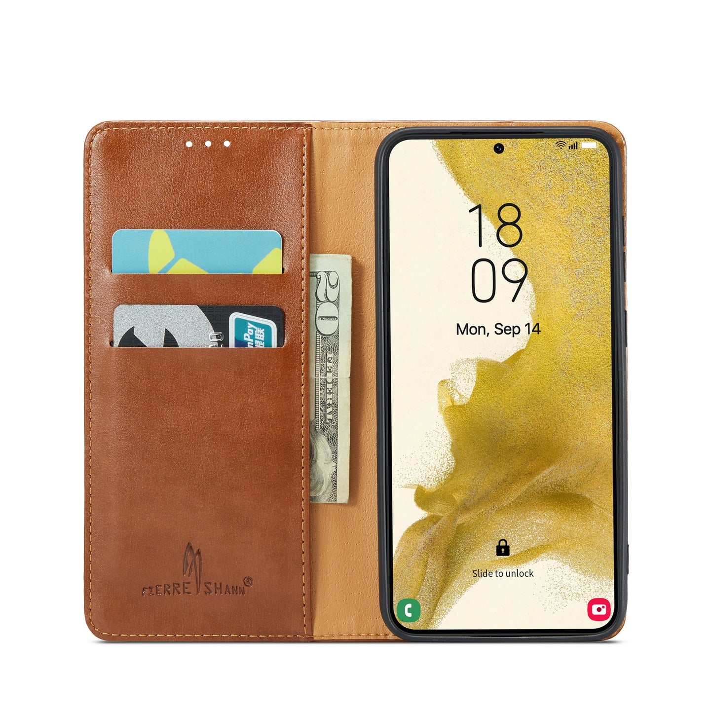 PU Leather Galaxy S23+ Case Wallet Stand Texture Deluxe