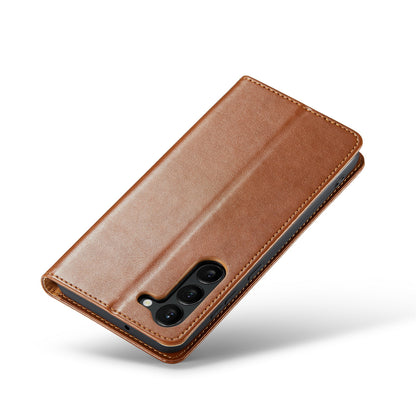 PU Leather Galaxy S23+ Case Wallet Stand Texture Deluxe