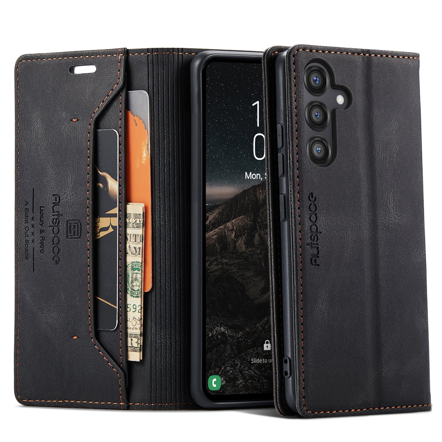 Luxury Retro Leather Galaxy S24 Case Magnetic Buckle RFID