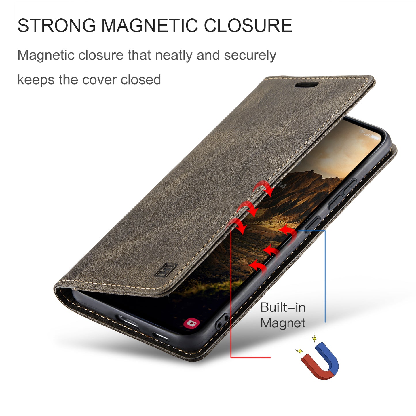 Luxury Retro Leather Galaxy S24 Case Magnetic Buckle RFID