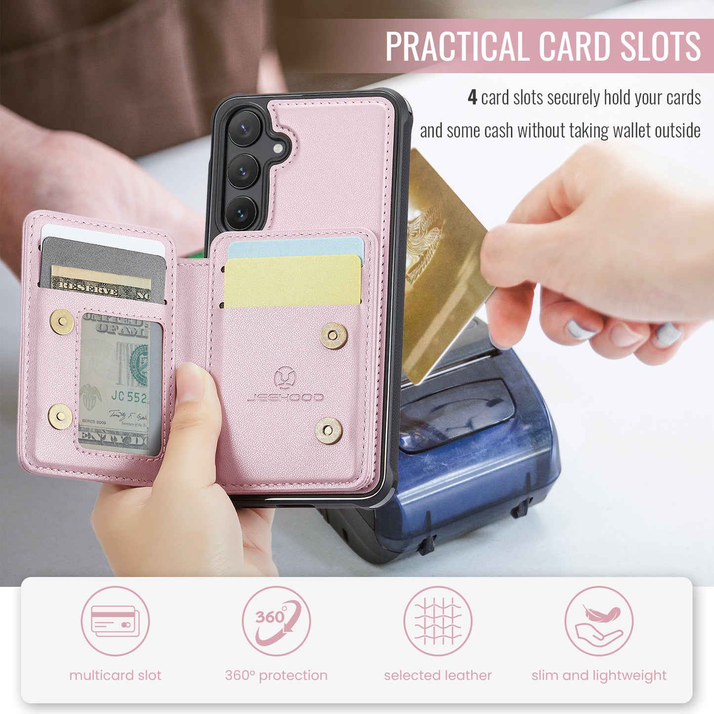 Magnetic Card Holder Galaxy S24 FE Case Detachable RFID Blocking