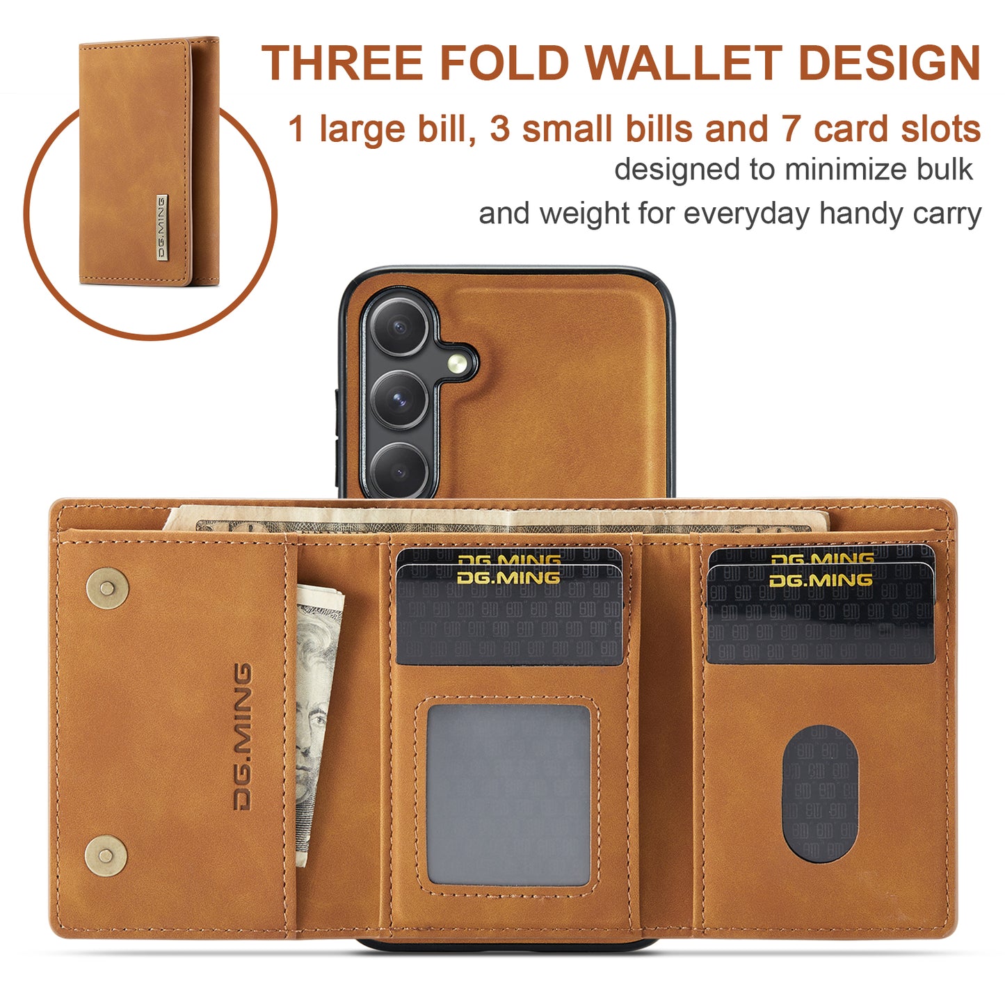 Retro Detachable Fold Wallet Galaxy S24 FE Case Magnetic Clip