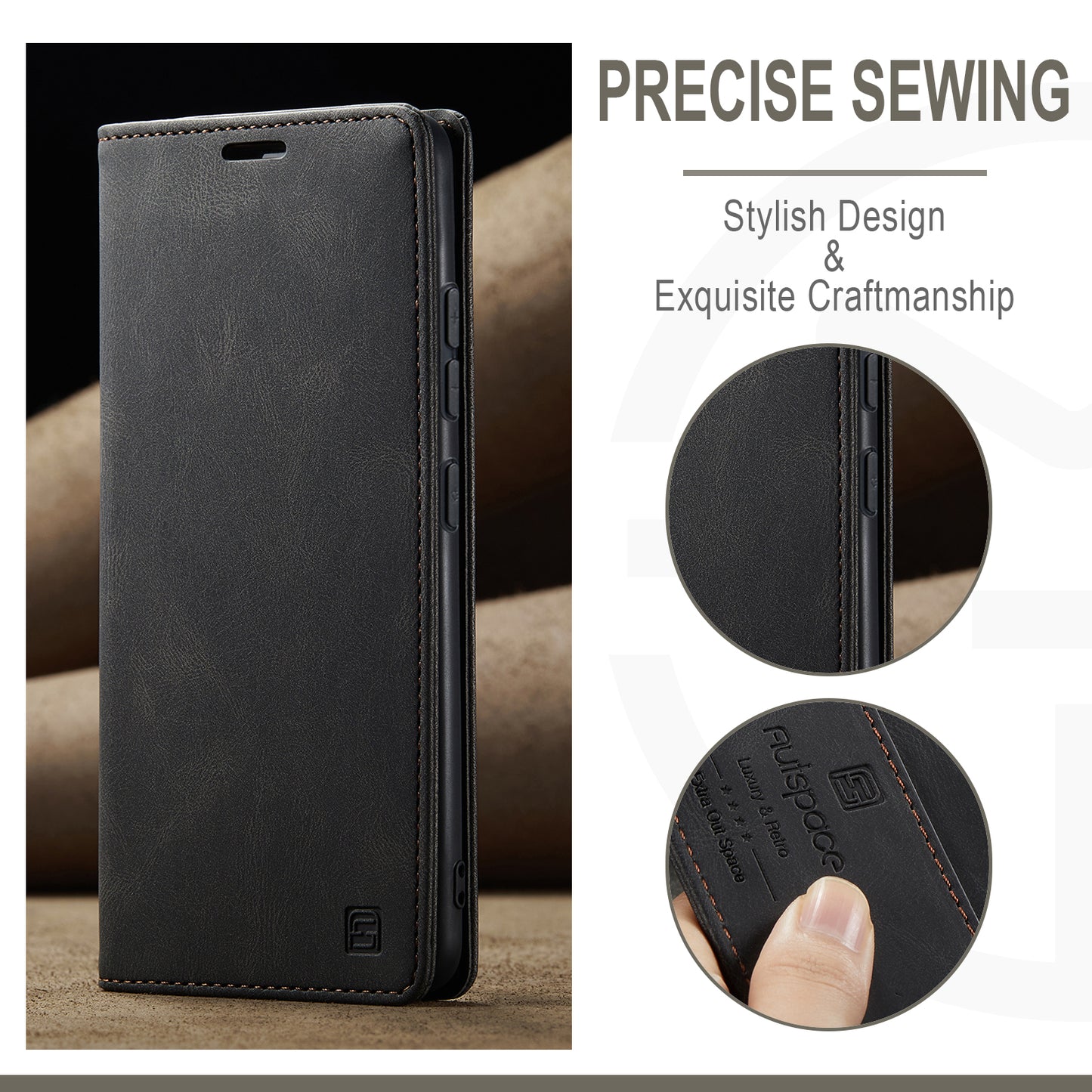 Luxury Retro Leather Galaxy S24+ Case Magnetic Buckle RFID