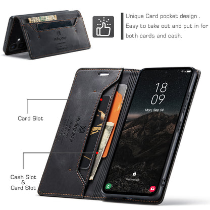 Luxury Retro Leather Galaxy S24+ Case Magnetic Buckle RFID