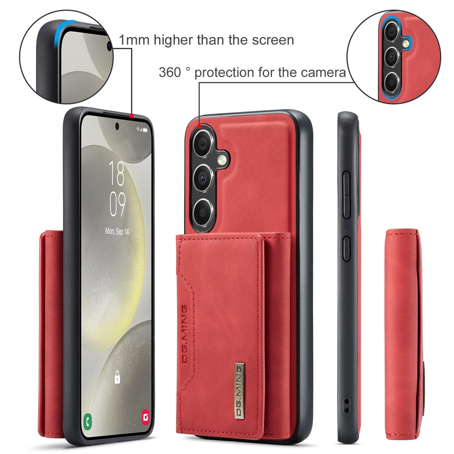 Retro Detachable Fold Card Holder Galaxy S24 FE Case Magnetic Clip