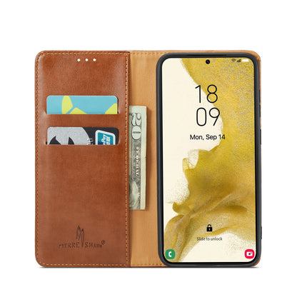 PU Leather Galaxy S24 Case Wallet Stand Texture Deluxe