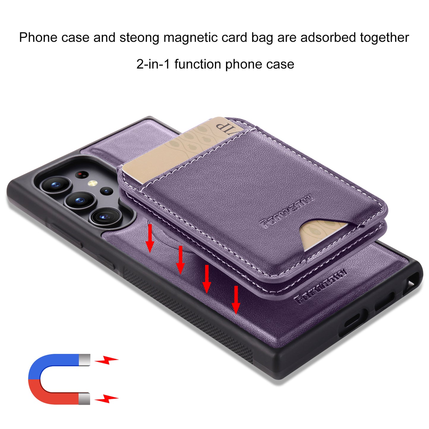 Detachable 2-in-1 Leather Card Bag Galaxy S22 Ultra Case Magnetic