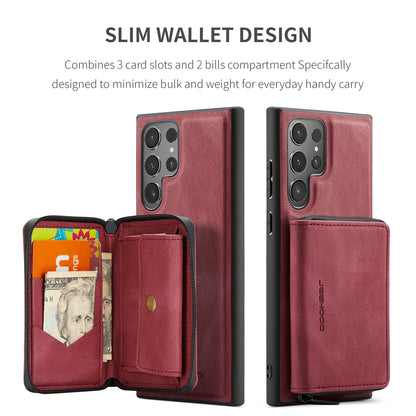 Magnetic Removable Zipper Wallet Galaxy S24 Ultra Case Leather Back