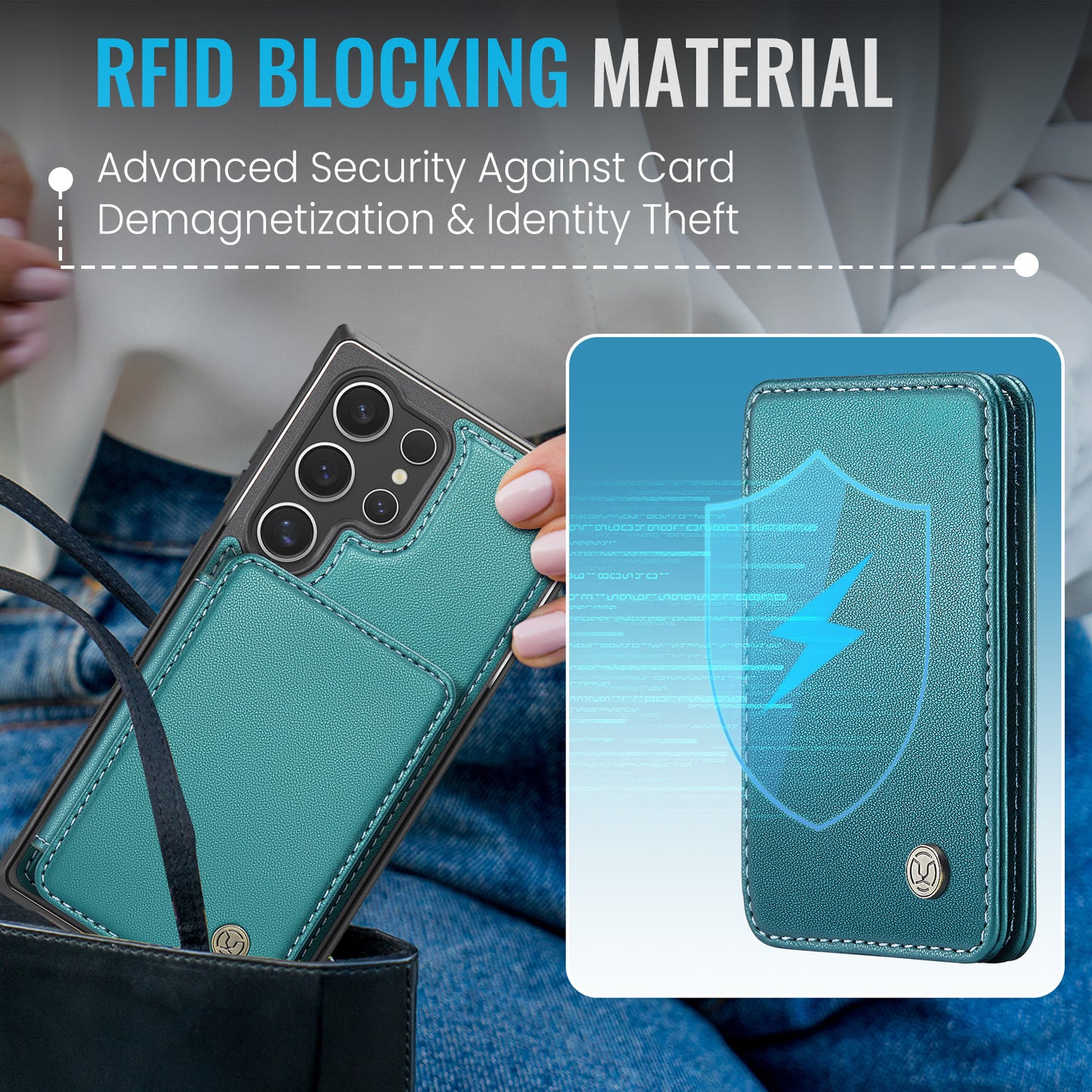 Magnetic Card Holder Galaxy S24 Ultra Case Detachable RFID Blocking