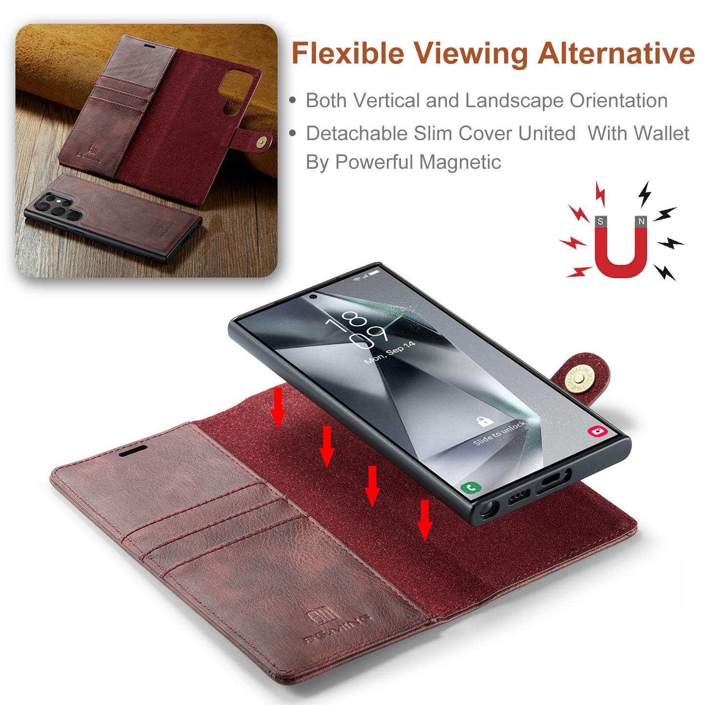 Wallet Detachable 2 In 1 Buckle Galaxy S24 Ultra Case Magnetic