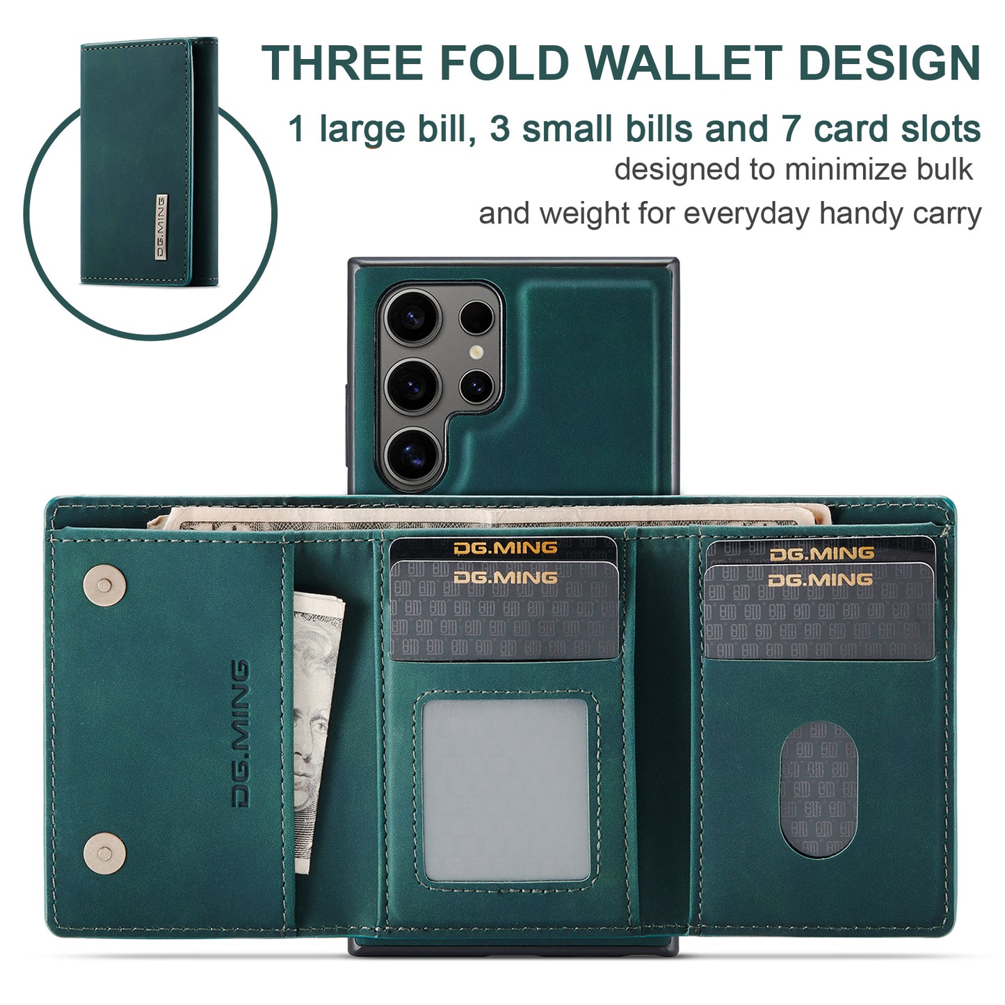 Retro Detachable Fold Wallet Galaxy S24 Ultra Case Magnetic Clip