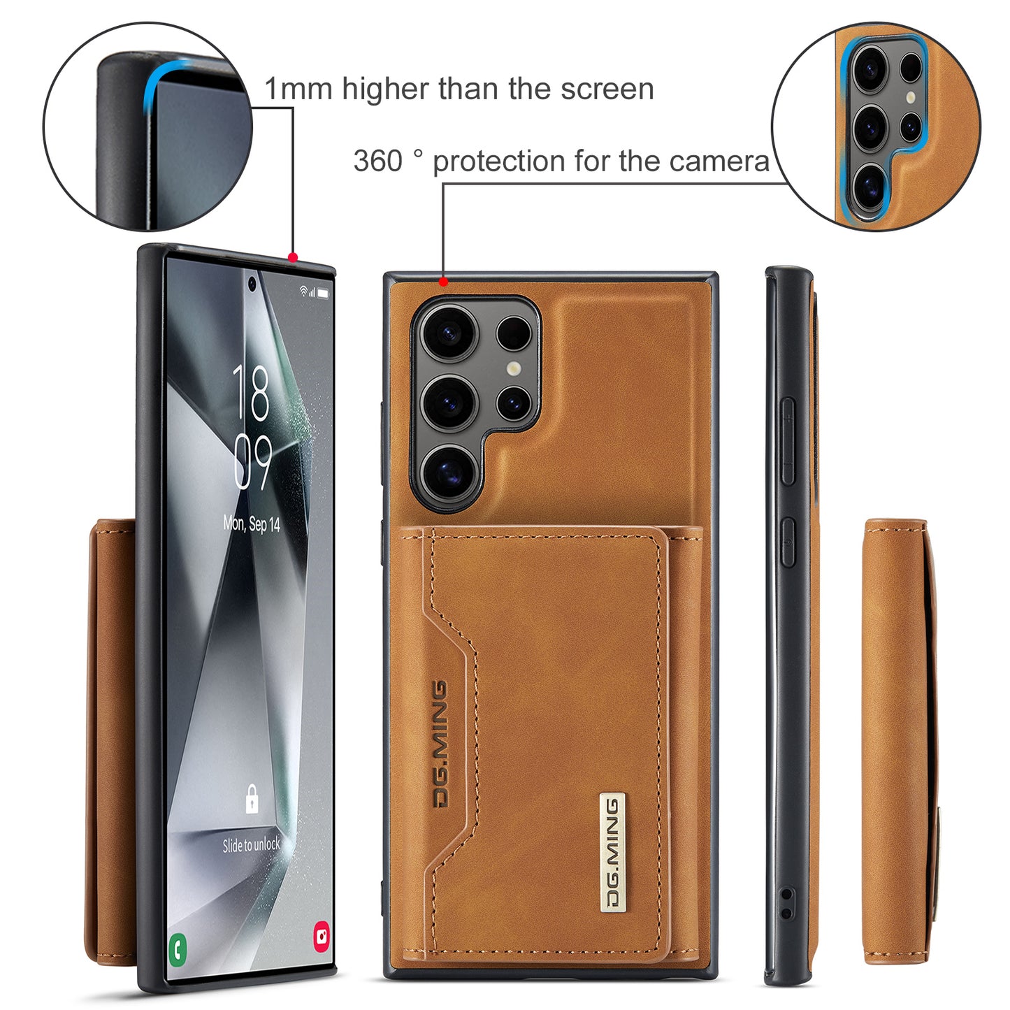 Retro Detachable Fold Card Holder Galaxy S24 Ultra Case Magnetic Clip