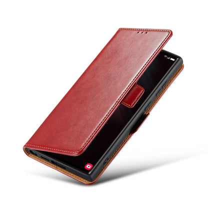 PU Leather Galaxy S24 Ultra Case Wallet Stand Texture Deluxe