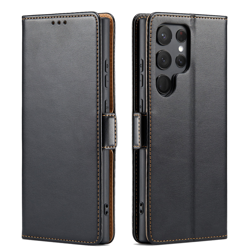 PU Leather Galaxy S24 Ultra Case Wallet Stand Texture Deluxe