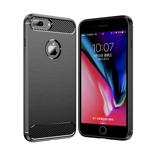 Carbon Fiber Soft Silicone iPhone 8 Plus Case Back