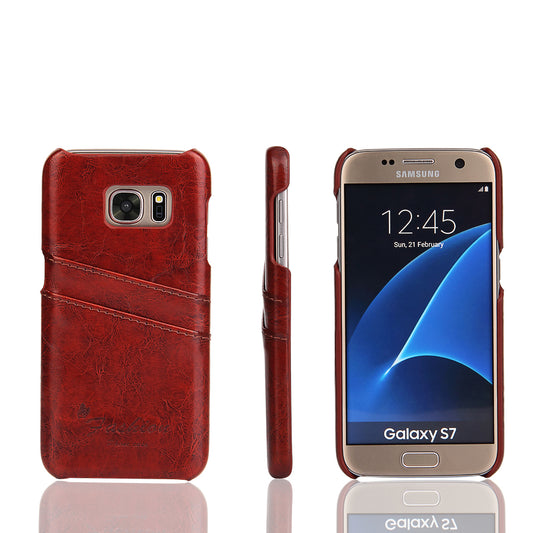 Oil Waxed Leather Card Holder Galaxy S7 Case Back