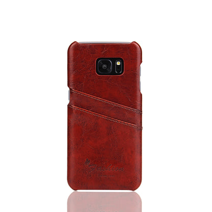 Oil Waxed Leather Card Holder Galaxy S7 Edge Case Back